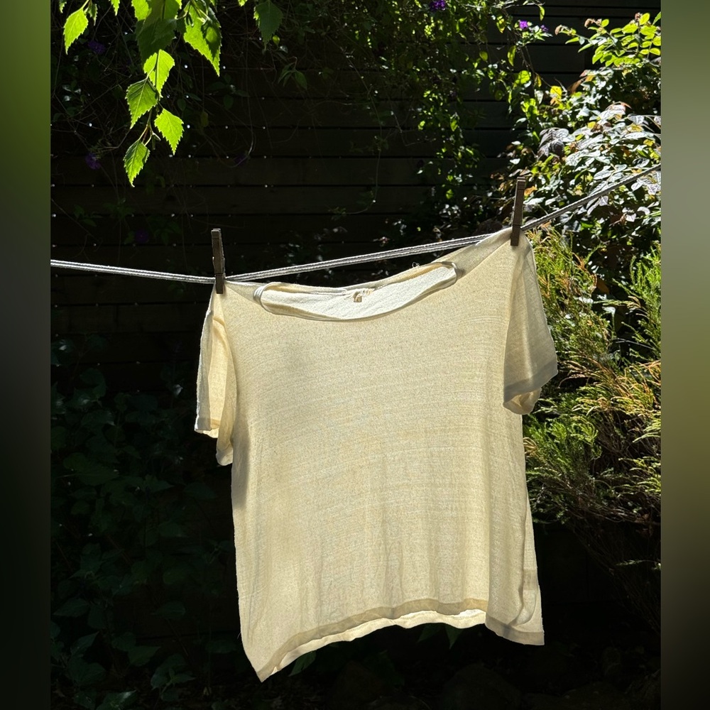 White raw silk t-shirt, Ozma of California